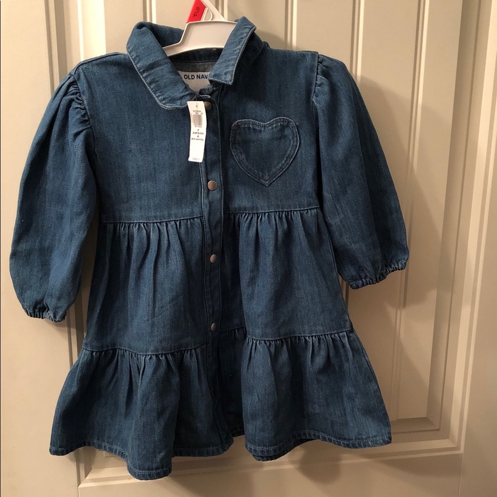 Old Navy Dark Blue Denim Tiered Heart dress